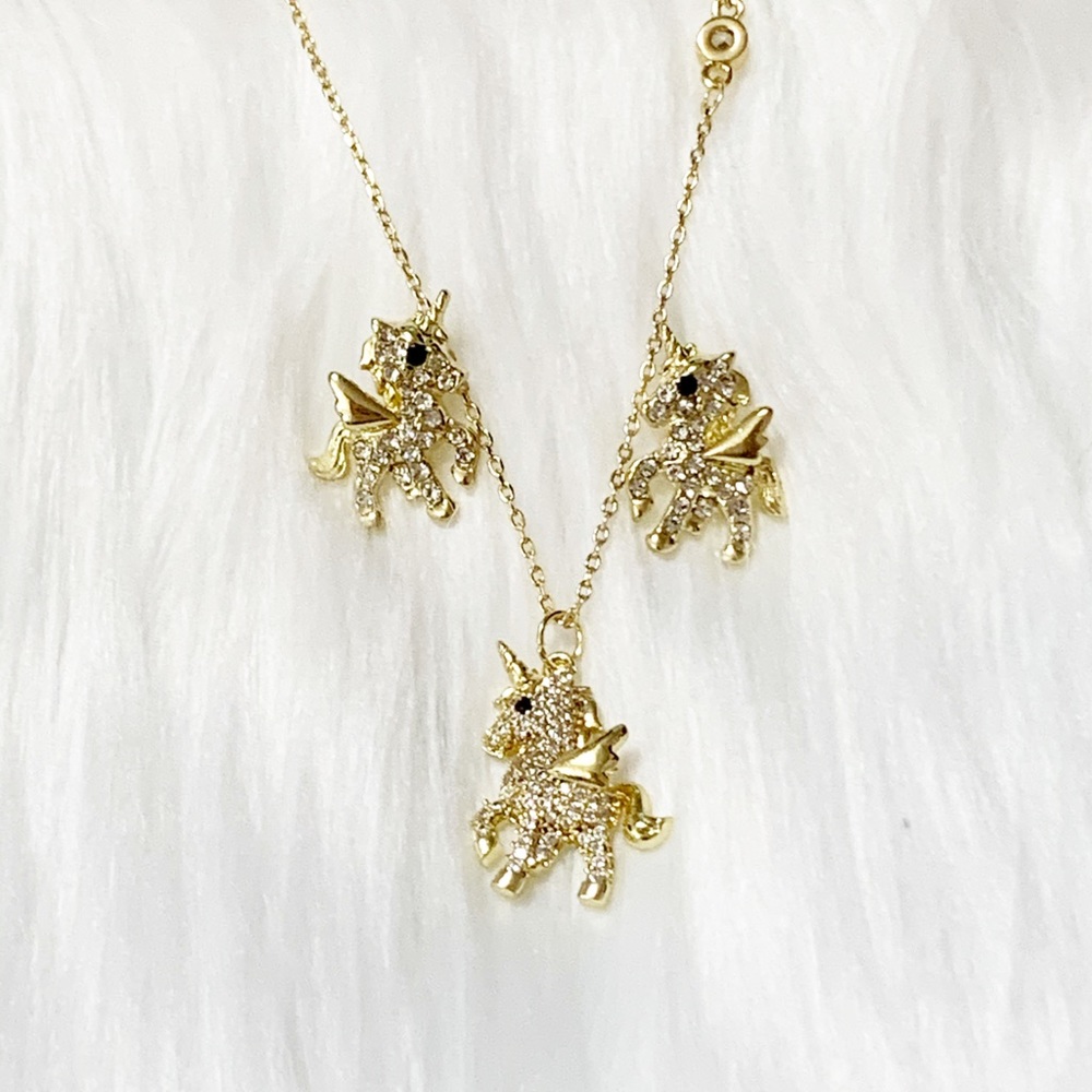 Unicorn Earrings And Necklace Jewelry Set